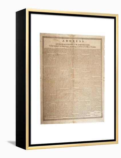 Farewell Address of the Late General George Washington, 17th September 1796-null-Framed Premier Image Canvas