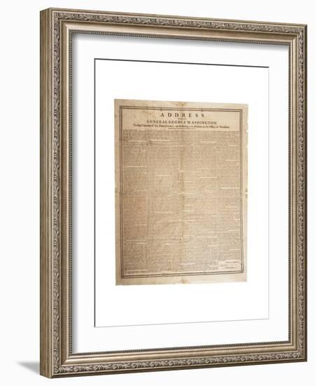 Farewell Address of the Late General George Washington, 17th September 1796-null-Framed Giclee Print