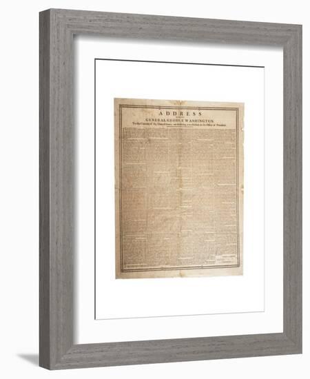 Farewell Address of the Late General George Washington, 17th September 1796-null-Framed Giclee Print