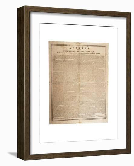 Farewell Address of the Late General George Washington, 17th September 1796-null-Framed Giclee Print