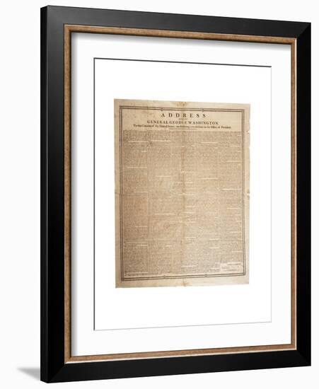 Farewell Address of the Late General George Washington, 17th September 1796-null-Framed Giclee Print