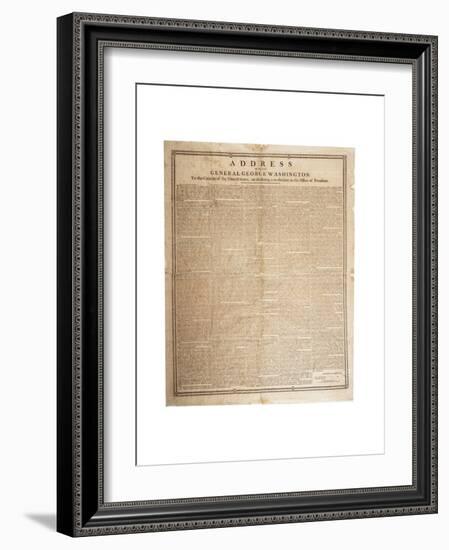 Farewell Address of the Late General George Washington, 17th September 1796-null-Framed Giclee Print