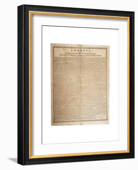 Farewell Address of the Late General George Washington, 17th September 1796-null-Framed Giclee Print