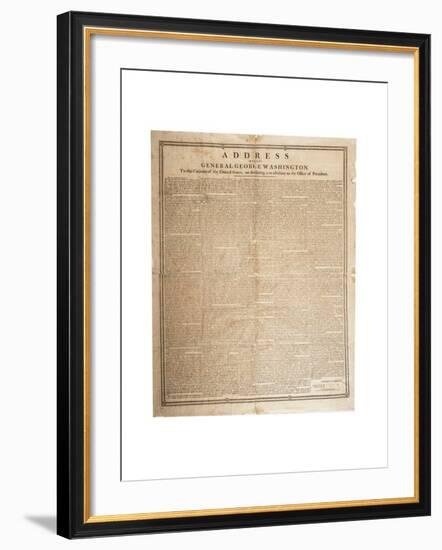 Farewell Address of the Late General George Washington, 17th September 1796-null-Framed Giclee Print