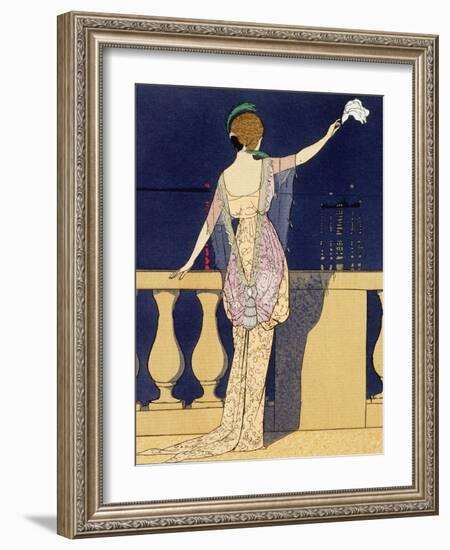 Farewell at Night, Design for an Evening Dress by Paquin-Georges Barbier-Framed Giclee Print