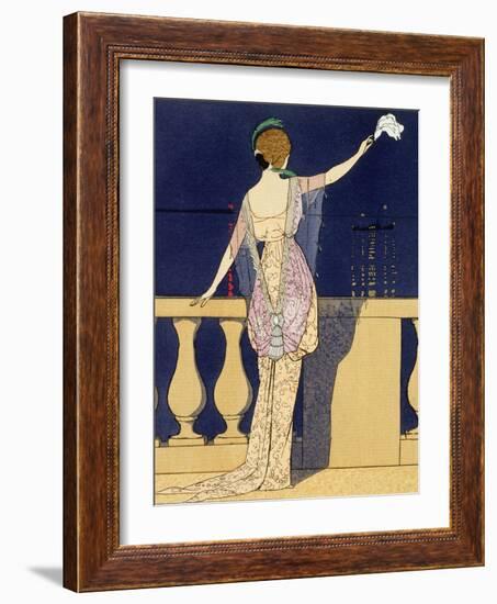 Farewell at Night, Design for an Evening Dress by Paquin-Georges Barbier-Framed Giclee Print