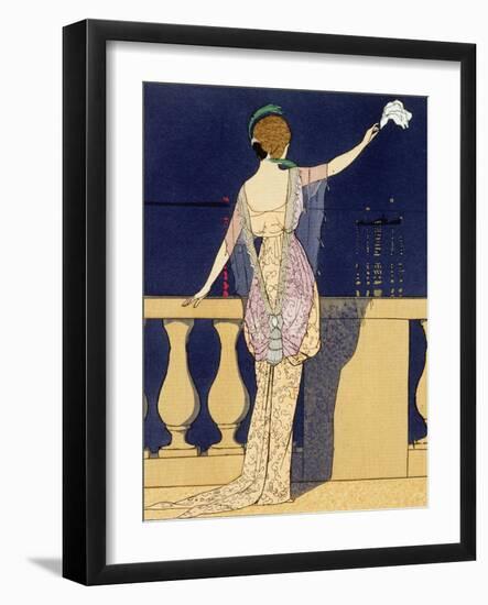 Farewell at Night, Design for an Evening Dress by Paquin-Georges Barbier-Framed Giclee Print