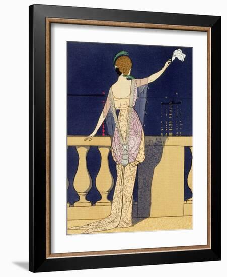 Farewell at Night, Design for an Evening Dress by Paquin-Georges Barbier-Framed Giclee Print