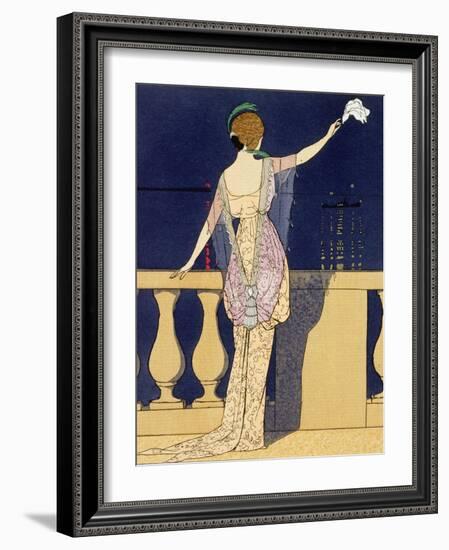 Farewell at Night, Design for an Evening Dress by Paquin-Georges Barbier-Framed Giclee Print