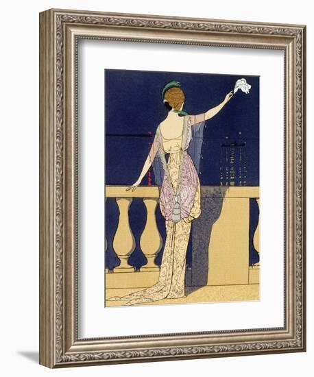 Farewell at Night, Design for an Evening Dress by Paquin-Georges Barbier-Framed Giclee Print