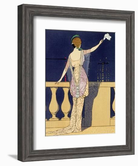 Farewell at Night, Design for an Evening Dress by Paquin-Georges Barbier-Framed Giclee Print