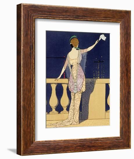 Farewell at Night, Design for an Evening Dress by Paquin-Georges Barbier-Framed Giclee Print