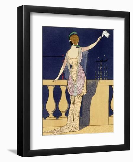 Farewell at Night, Design for an Evening Dress by Paquin-Georges Barbier-Framed Giclee Print