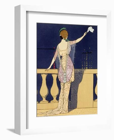 Farewell at Night, Design for an Evening Dress by Paquin-Georges Barbier-Framed Giclee Print