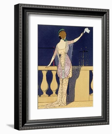 Farewell at Night, Design for an Evening Dress by Paquin-Georges Barbier-Framed Giclee Print