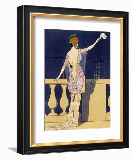 Farewell at Night, Design for an Evening Dress by Paquin-Georges Barbier-Framed Giclee Print