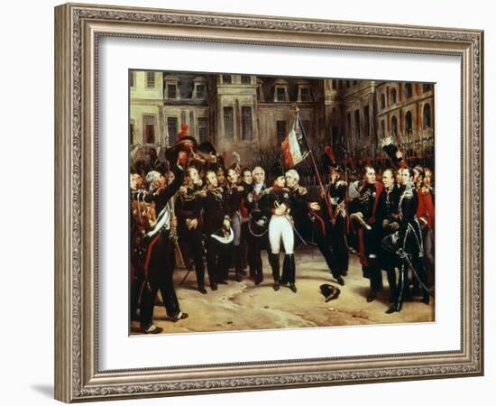 Farewell by Napoleon I 1769-1821 to the Imperial Guard at Fontainebleau-Antoine Alphonse Montfort-Framed Giclee Print