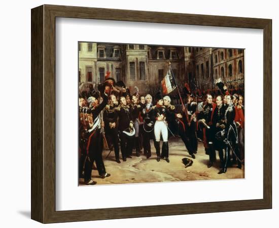 Farewell by Napoleon I 1769-1821 to the Imperial Guard at Fontainebleau-Antoine Alphonse Montfort-Framed Giclee Print