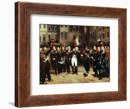 Farewell by Napoleon I 1769-1821 to the Imperial Guard at Fontainebleau-Antoine Alphonse Montfort-Framed Giclee Print