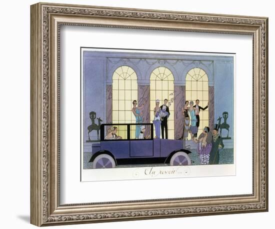 Farewell, Engraved by Henri Reidel, 1920 (Litho)-Georges Barbier-Framed Premium Giclee Print