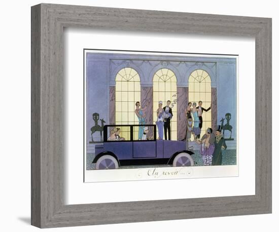 Farewell, Engraved by Henri Reidel, 1920 (Litho)-Georges Barbier-Framed Premium Giclee Print