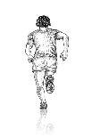 Vector Sketch of Man Runs into the Distance. View from the Back.-Farferros-Framed Art Print