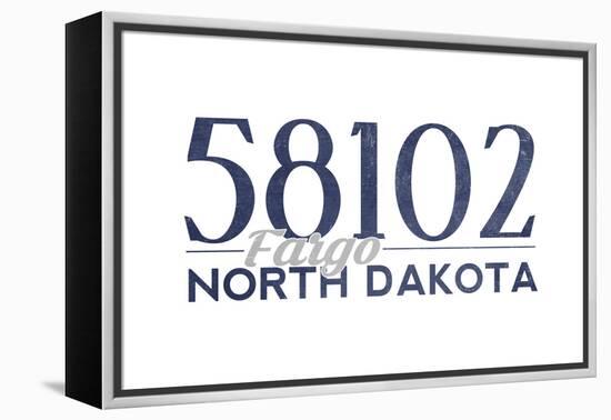 Fargo, North Dakota - 58102 Zip Code (Blue)-Lantern Press-Framed Stretched Canvas