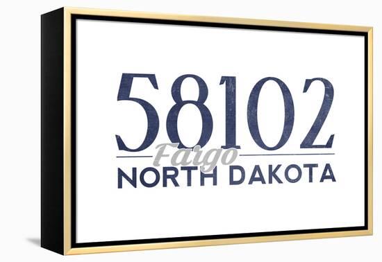 Fargo, North Dakota - 58102 Zip Code (Blue)-Lantern Press-Framed Stretched Canvas