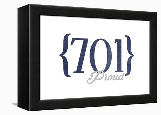 Fargo, North Dakota - 701 Area Code (Blue)-Lantern Press-Framed Stretched Canvas