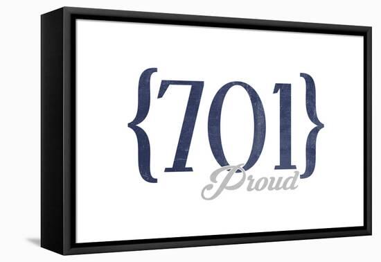 Fargo, North Dakota - 701 Area Code (Blue)-Lantern Press-Framed Stretched Canvas