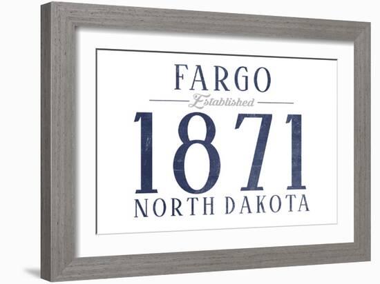 Fargo, North Dakota - Established Date (Blue)-Lantern Press-Framed Art Print