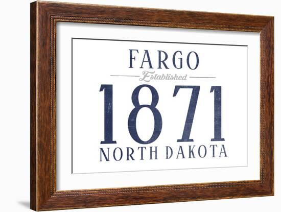 Fargo, North Dakota - Established Date (Blue)-Lantern Press-Framed Art Print