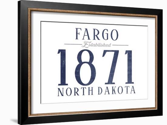 Fargo, North Dakota - Established Date (Blue)-Lantern Press-Framed Art Print