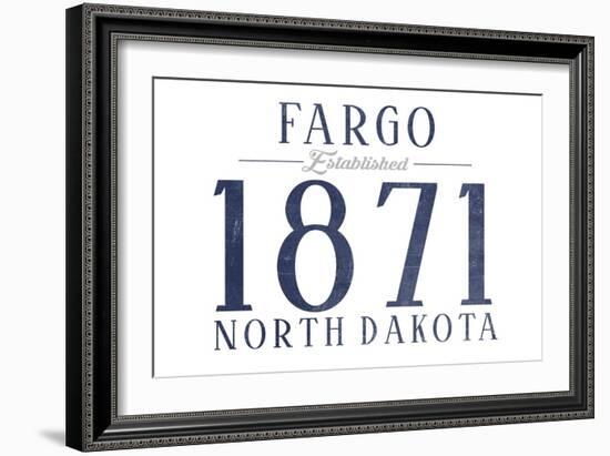 Fargo, North Dakota - Established Date (Blue)-Lantern Press-Framed Art Print