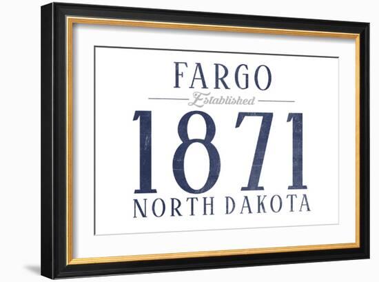 Fargo, North Dakota - Established Date (Blue)-Lantern Press-Framed Art Print