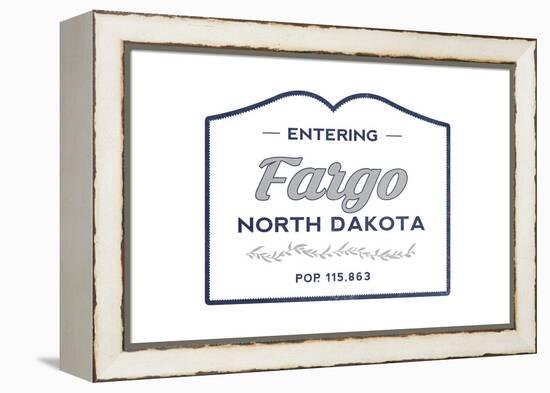 Fargo, North Dakota - Now Entering (Blue)-Lantern Press-Framed Stretched Canvas