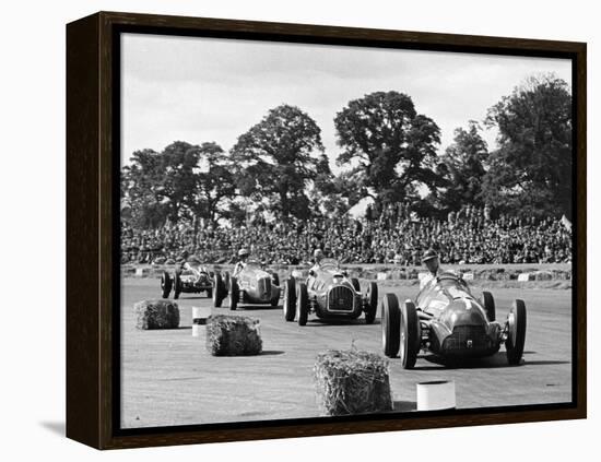 Farina leads the field in his Alfa Romeo 159 during Daily Express Trophy, Silverstone-null-Framed Premier Image Canvas