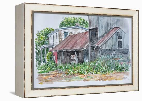 Farm and Barn, 2004, (Watercolor)-Anthony Butera-Framed Premier Image Canvas