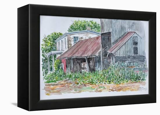 Farm and Barn, 2004, (Watercolor)-Anthony Butera-Framed Premier Image Canvas