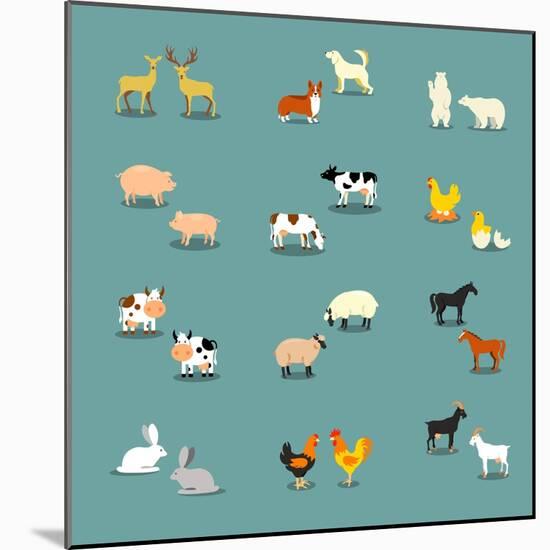 Farm Animals and Pets-K N-Mounted Art Print