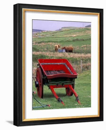 Farm Animals and Wheelbarrow, Kilmuir, Isle of Skye, Scotland-Gavriel Jecan-Framed Photographic Print