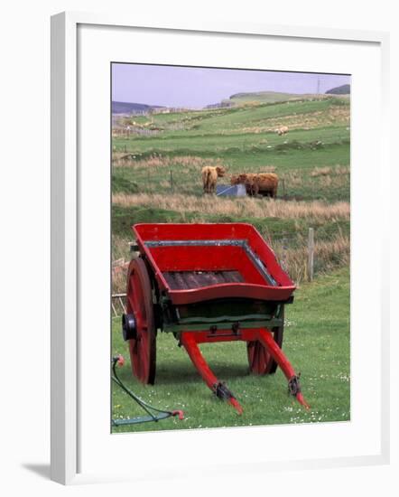 Farm Animals and Wheelbarrow, Kilmuir, Isle of Skye, Scotland-Gavriel Jecan-Framed Photographic Print