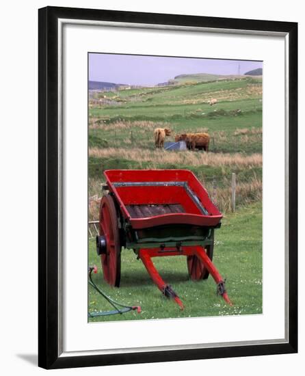 Farm Animals and Wheelbarrow, Kilmuir, Isle of Skye, Scotland-Gavriel Jecan-Framed Photographic Print