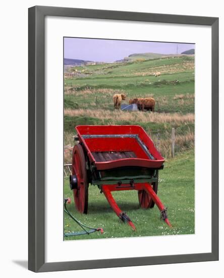 Farm Animals and Wheelbarrow, Kilmuir, Isle of Skye, Scotland-Gavriel Jecan-Framed Photographic Print