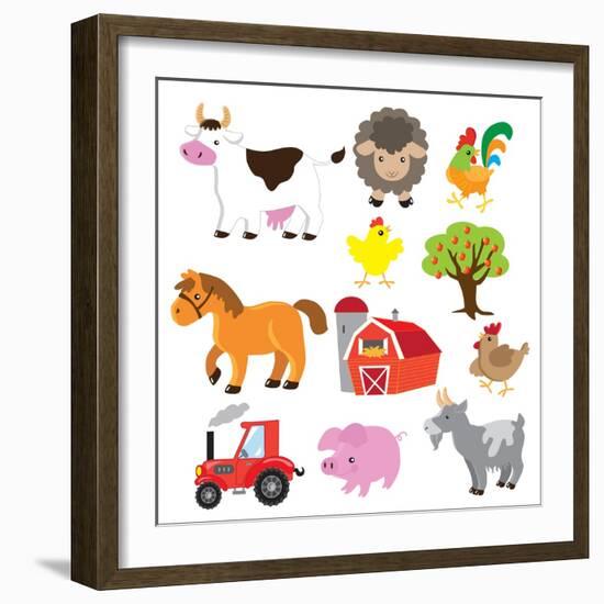 Farm Animals Illustration-Svetlana Peskin-Framed Art Print