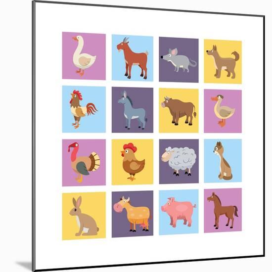 Farm Animals Set-Macrovector-Mounted Art Print
