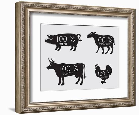 Farm Animals-Alexkava-Framed Premium Giclee Print