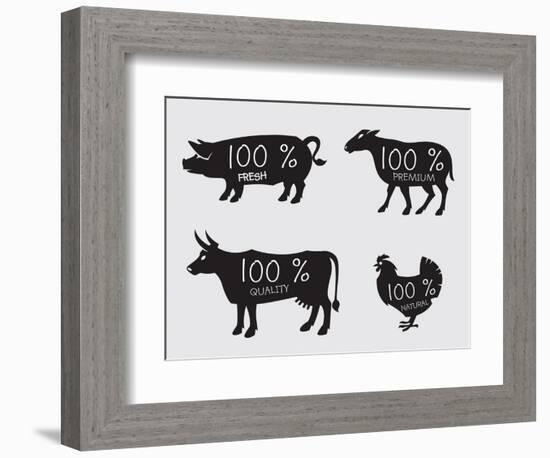 Farm Animals-Alexkava-Framed Premium Giclee Print