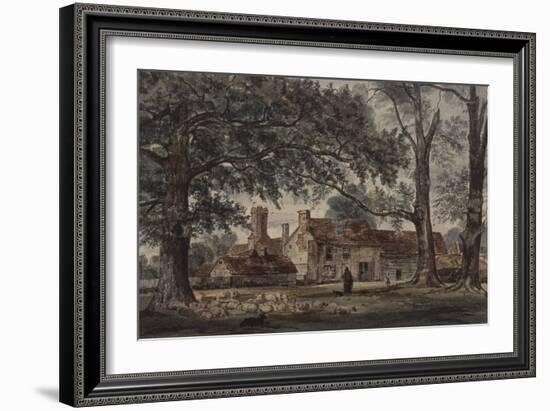 Farm Buildings and a Shepherd with a Flock of Sheep-Thomas Collier-Framed Giclee Print