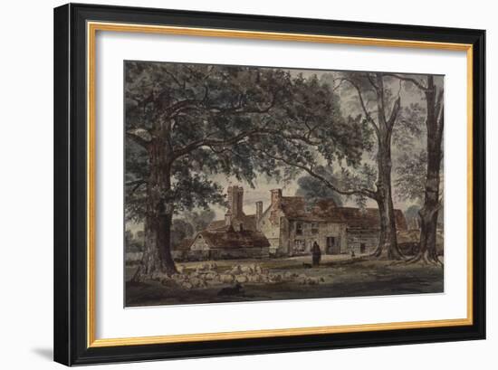 Farm Buildings and a Shepherd with a Flock of Sheep-Thomas Collier-Framed Giclee Print